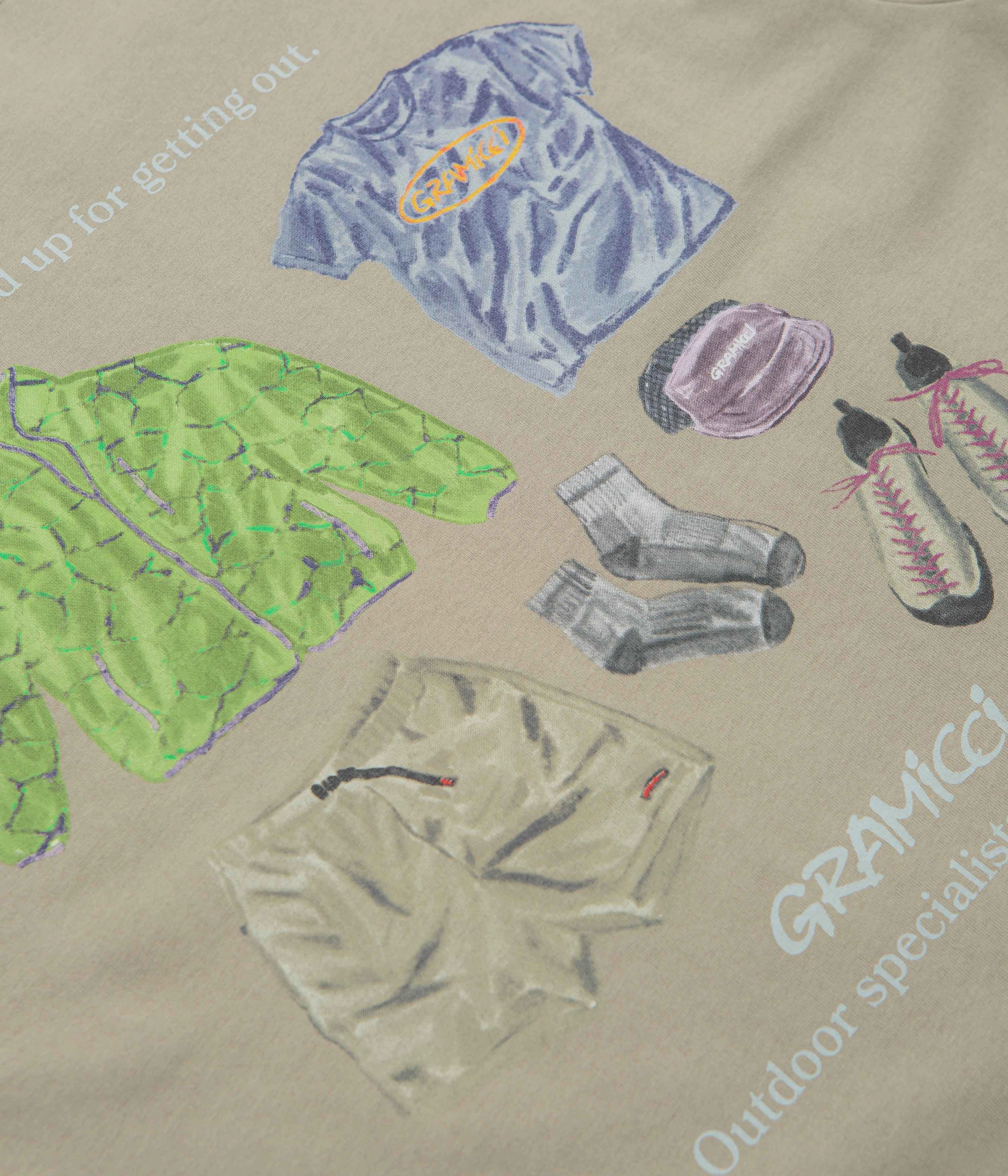 Gramicci Geared Up T-Shirt - Khaki Smart Layer sequined details