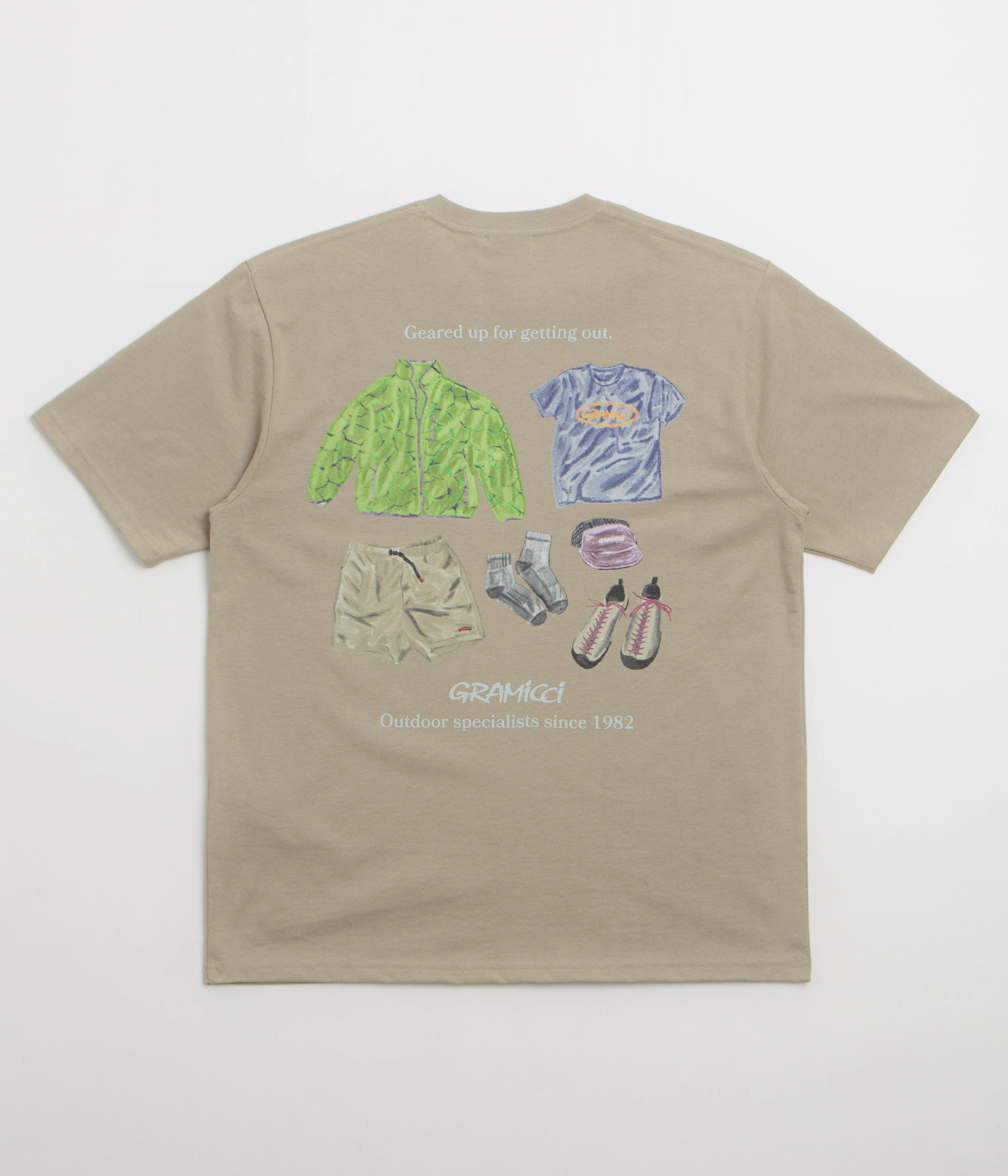 Flattering Cut High Density Knit Gramicci Geared Up T-Shirt - Khaki