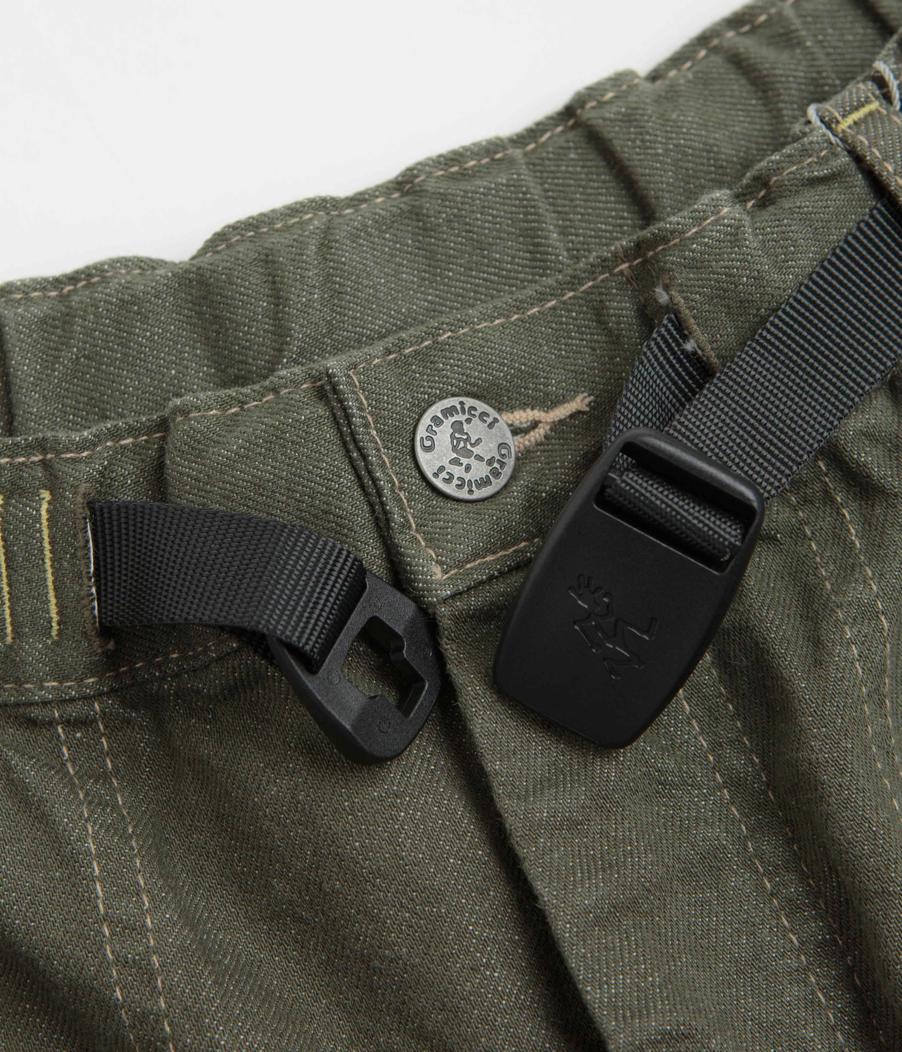 Outdoor Adventure Slip Resistant Gramicci Japanese Slub Denim Pants - Dark Sage