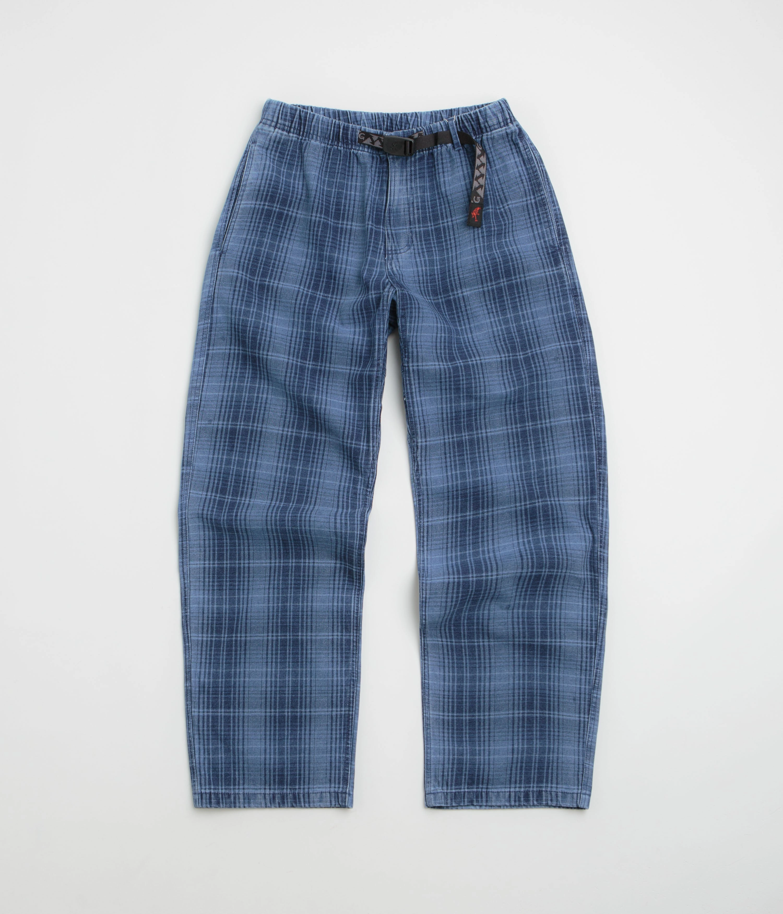 Gramicci O.G. Denim Plaid Pants - Indigo Checkered Plaid Durable Seam Construction Timeless Look
