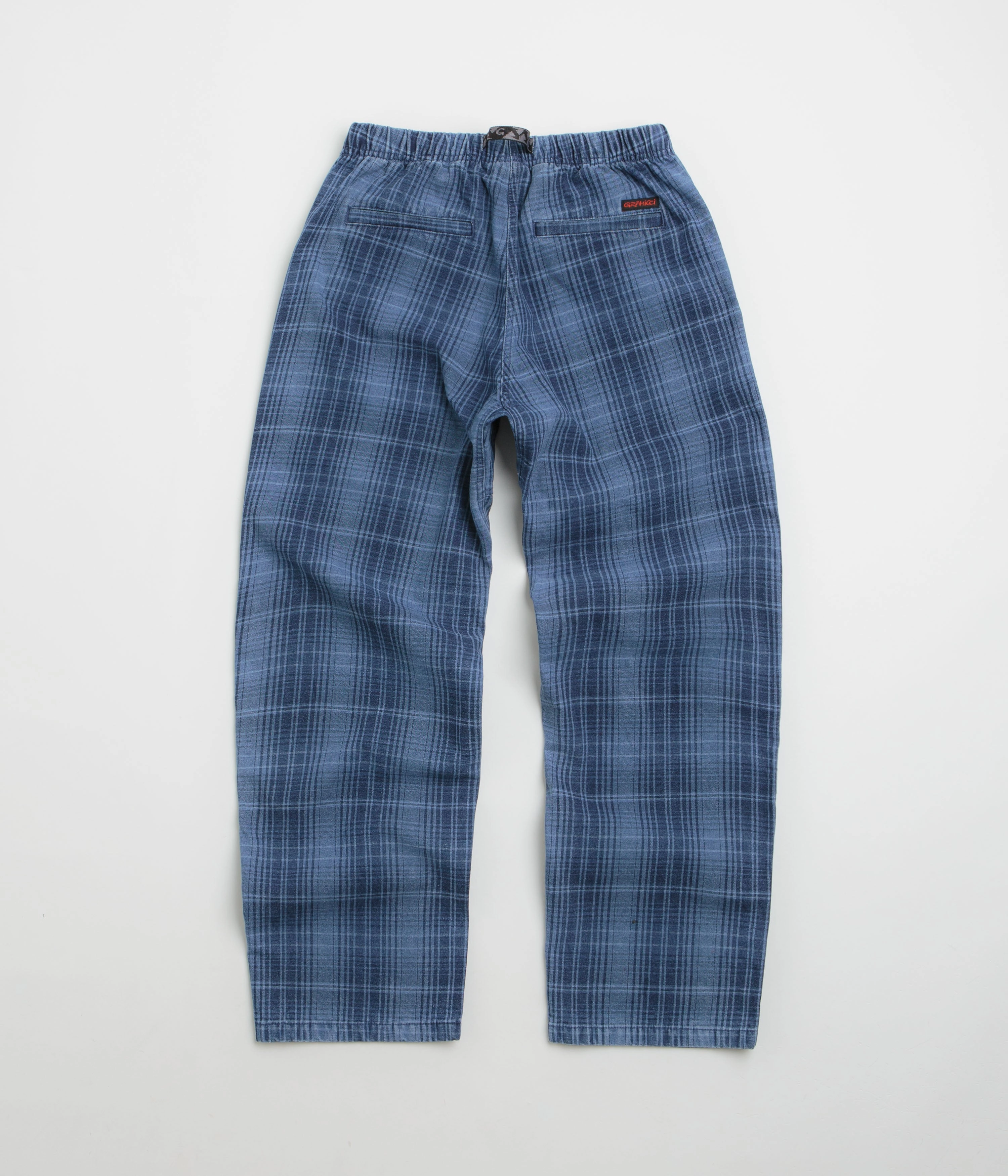 Sleek and Soft Gramicci O.G. Denim Plaid Pants - Indigo Checkered Plaid