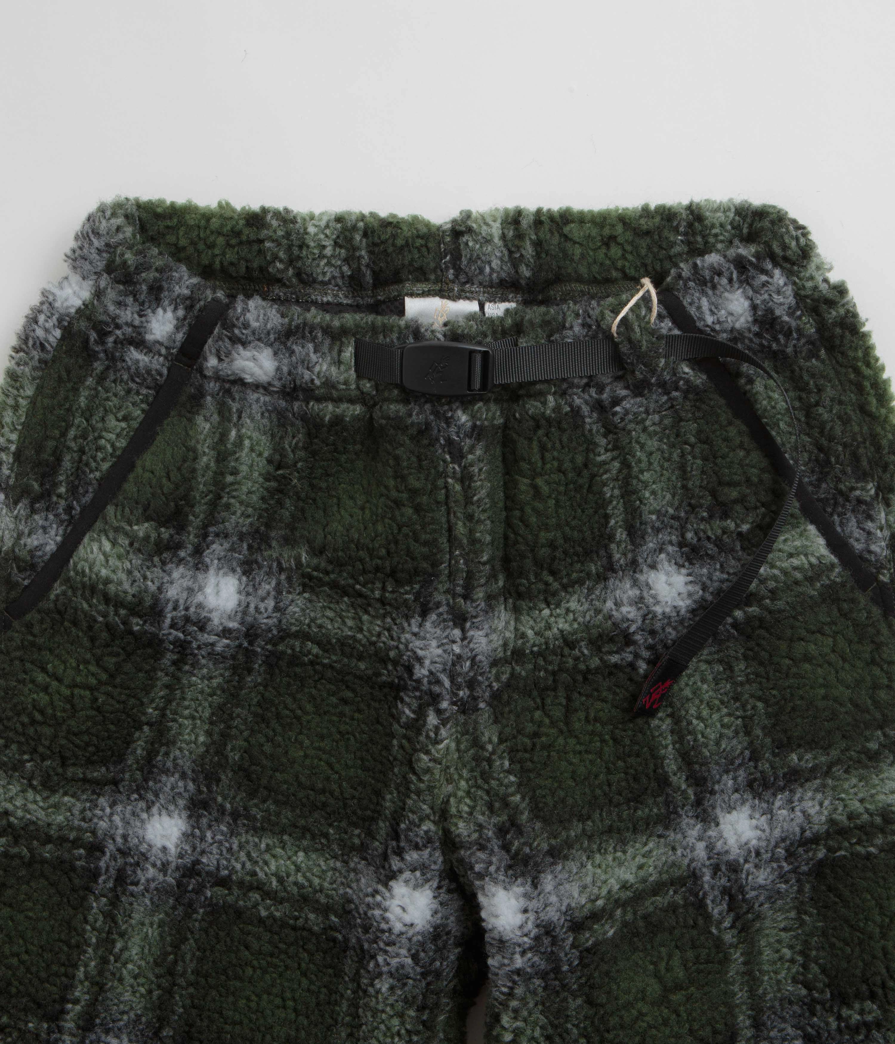 Gramicci Shadow Plaid Sherpa Pants - Olive Shadow Plaid Stretch Fit