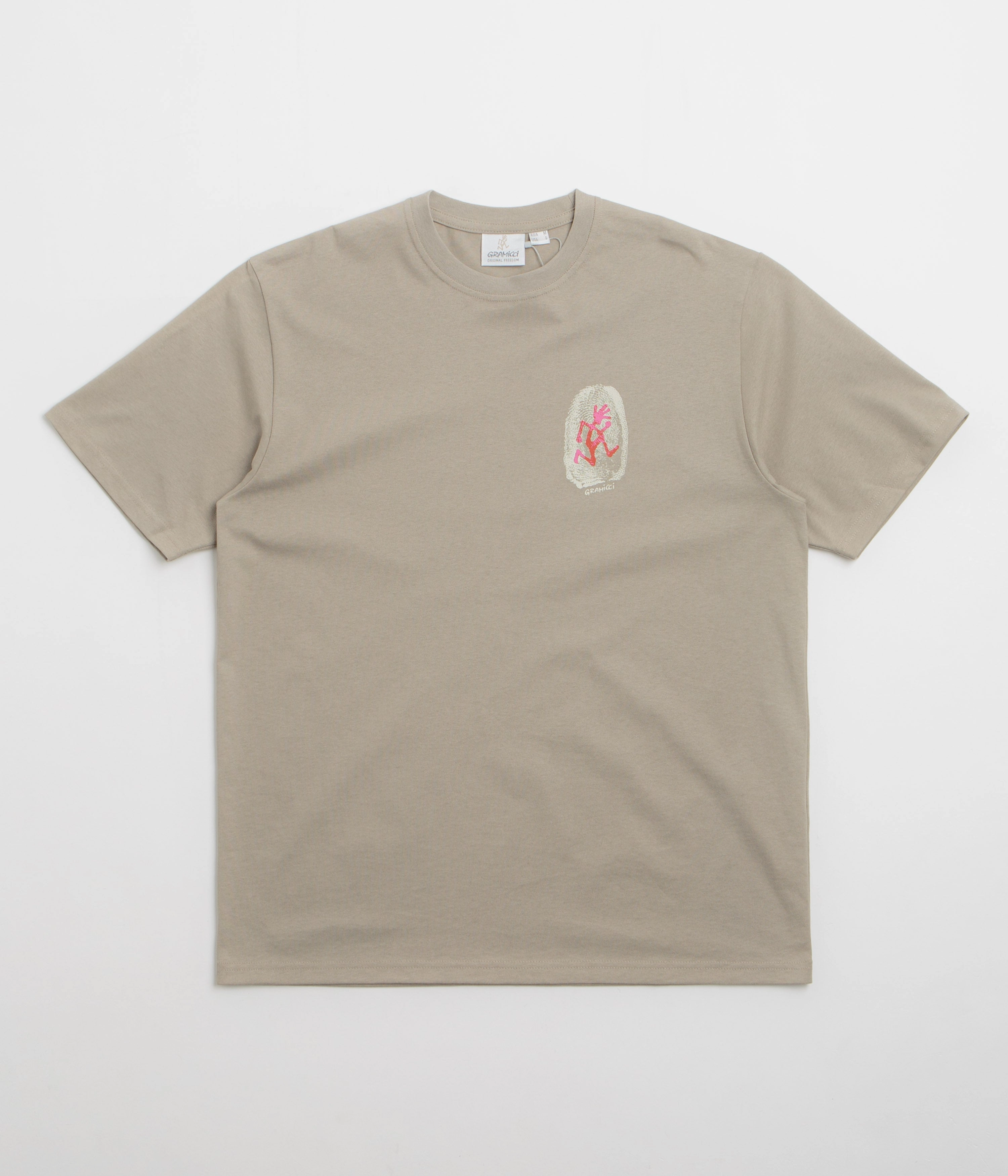 Flattering Shape Retro nostalgia Gramicci Thumbprint T-Shirt - Khaki