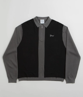 Cozy Warmth Grand Collection Knit 1/4 Zip Sweatshirt - Grey / Black
