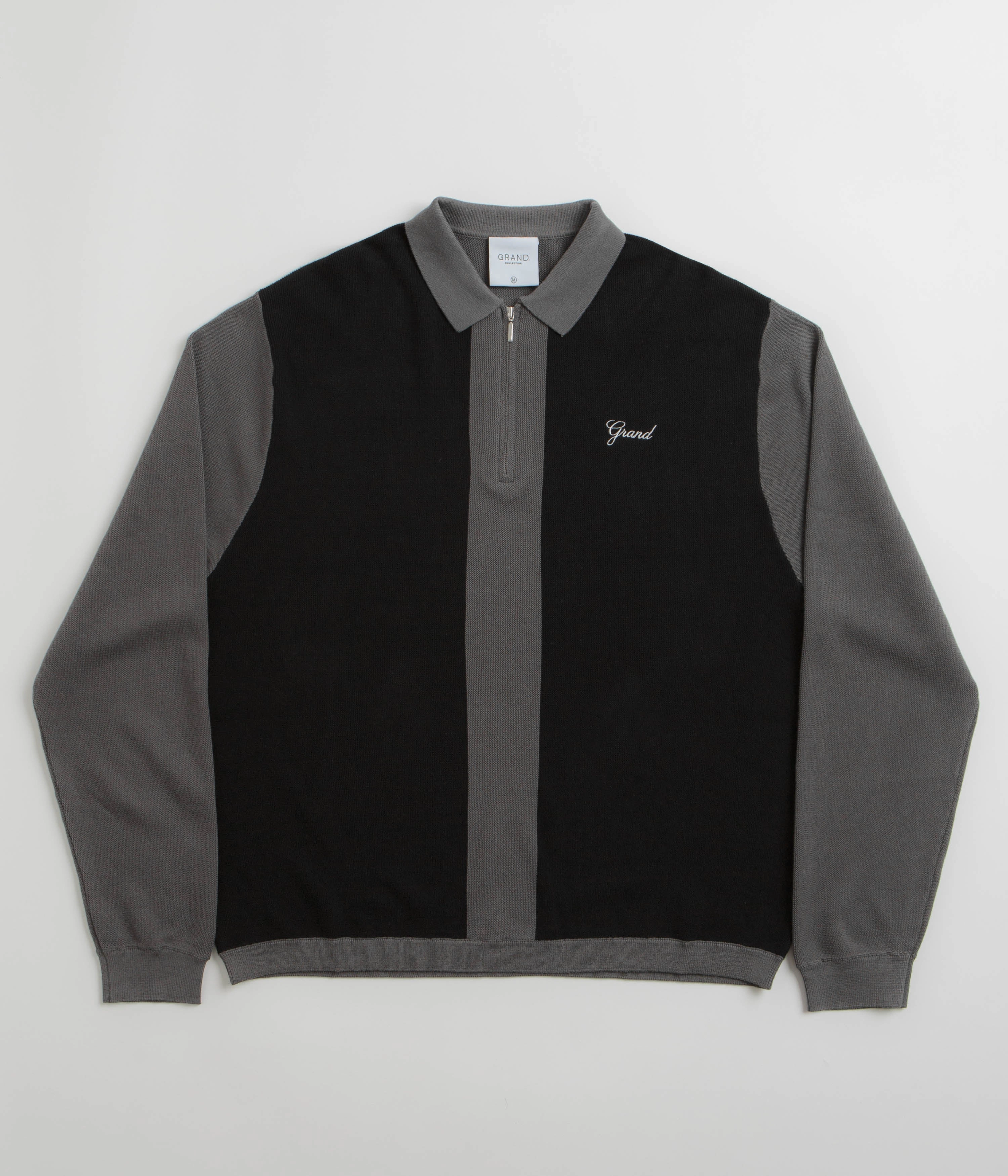 Cozy Warmth Grand Collection Knit 1/4 Zip Sweatshirt - Grey / Black
