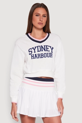 Graphic V Neck Varsity Sweatshirt Running - wear