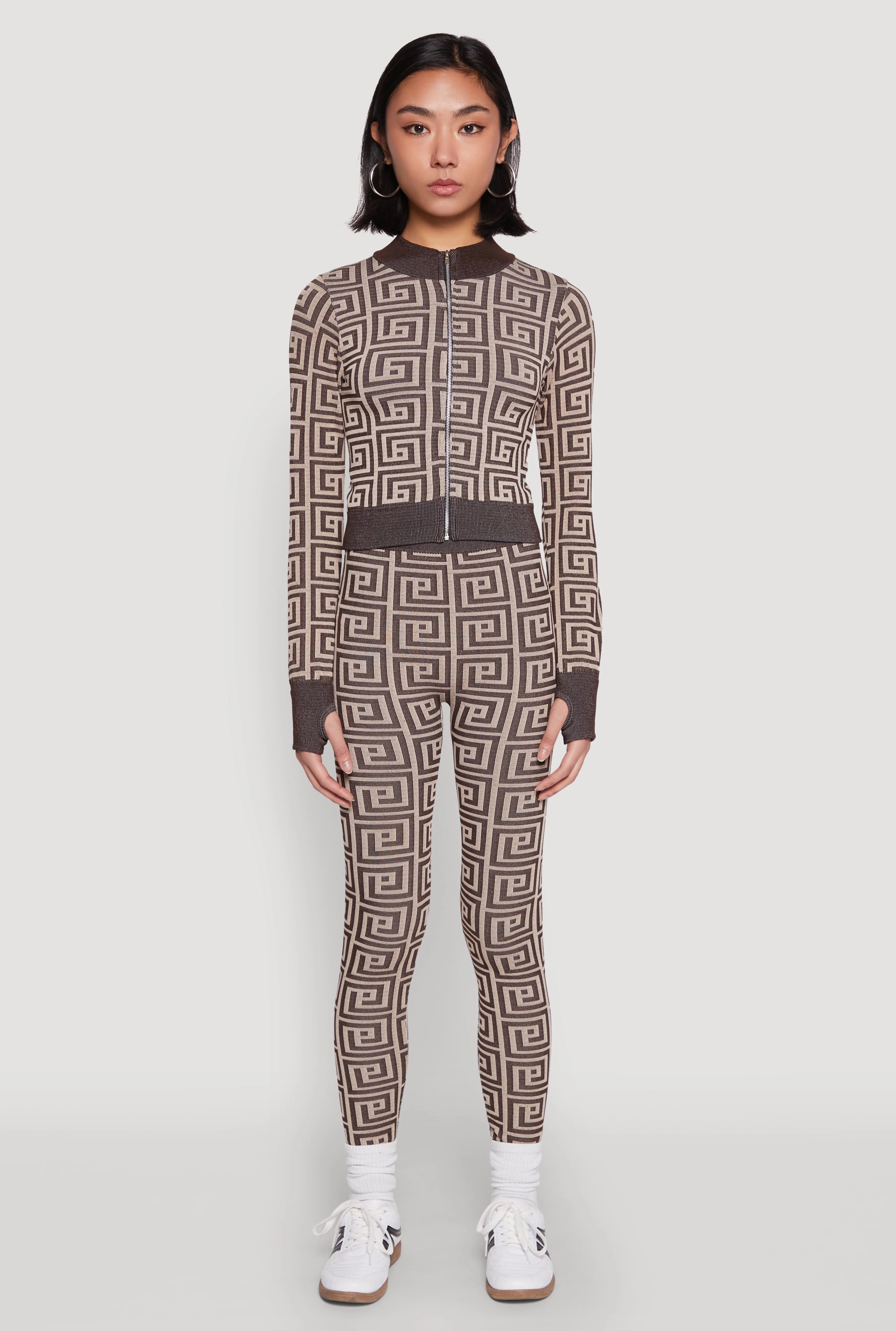 Chic And Relaxed Greek Key Color Block Print Leggings