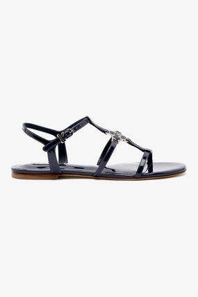 Hana Flat In Navy Patent Leather Mid Top