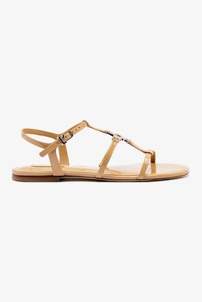 Hana Flat In Tan Patent Leather Gym Step