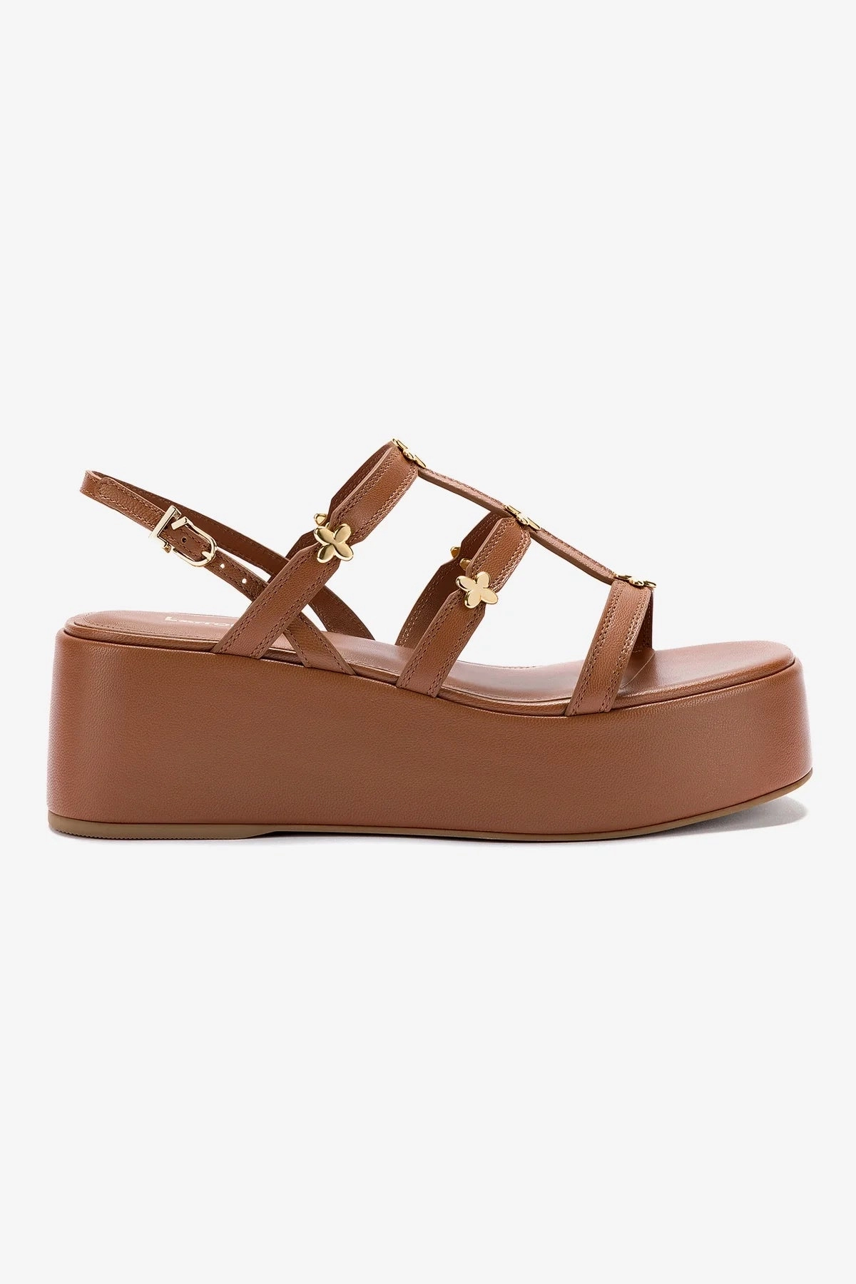 Harmony Flatform Sandal In Caramel Leather Chic Travel Shoes