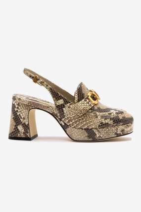 Fringed Tongue Comfortable All-day Shoes Harrington Loafer Low In Neutral Snake Leather