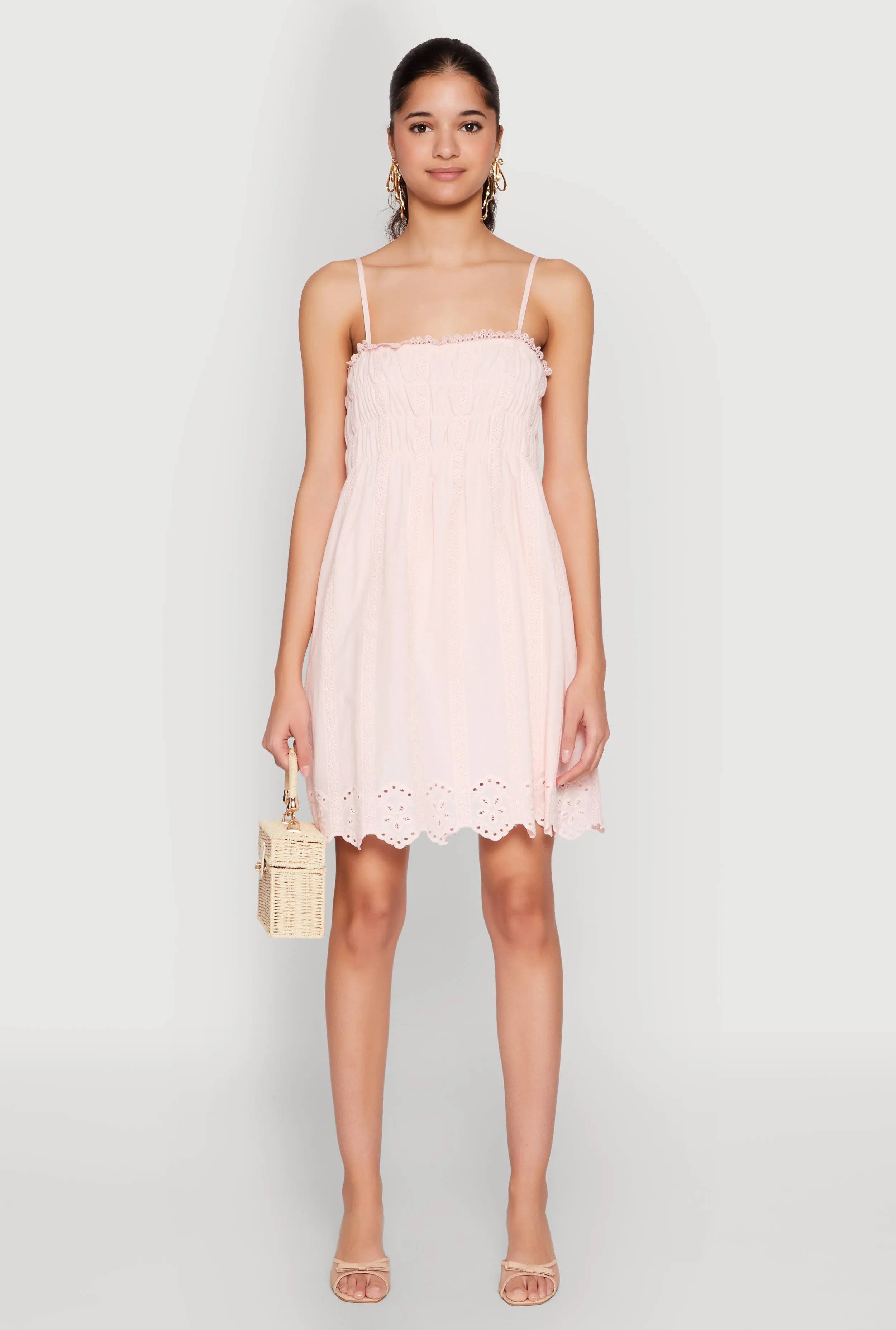 Haute Monde Floral Crochet Detail Mini Dress Versatile Layers Soft Curve