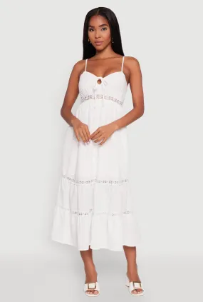 Haute Monde Gauze Knit Lace Detail Tiered Sundress Formal Outfit Classic sheath dress