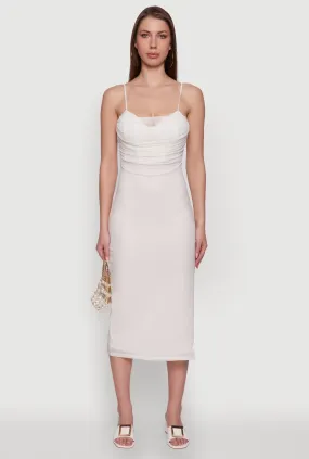 Haute Monde Mesh Overlay Side Slit Bustier Dress Stylish Line