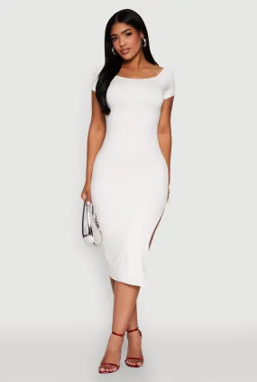 Haute Monde Side Slit Midi Dress Artistic Flair Breathable Style