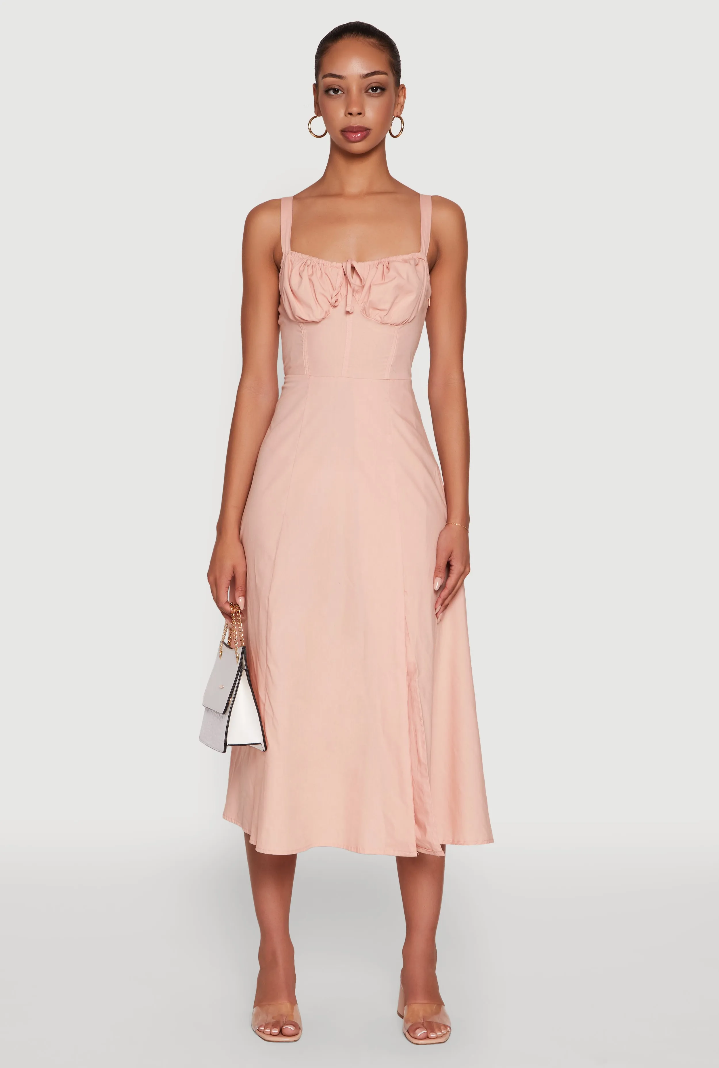 Flexible Style Feminine Layers Haute Monde Sleeveless Lace Up Corset Dress with Side Slit