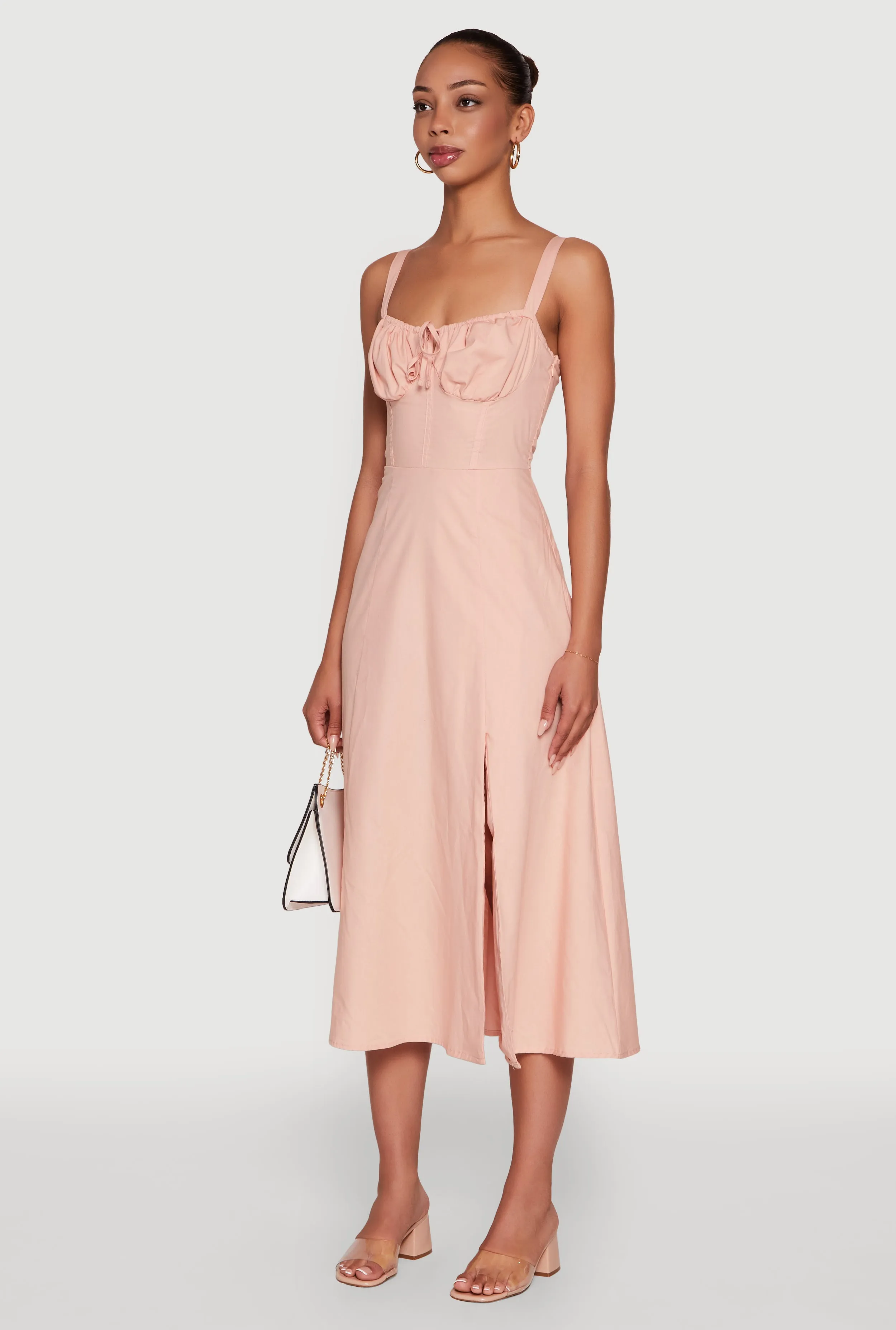 Everyday Look Haute Monde Sleeveless Lace Up Corset Dress with Side Slit