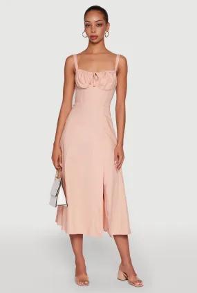Chic Fit Wear Haute Monde Sleeveless Lace Up Corset Dress with Side Slit