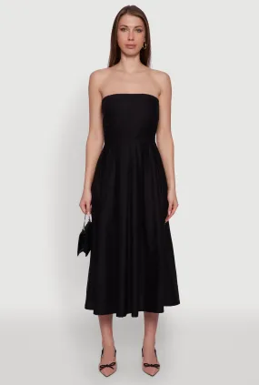Fresh Flow Grab Quick Haute Monde Strapless Pleated Midi Dress with Zip Back