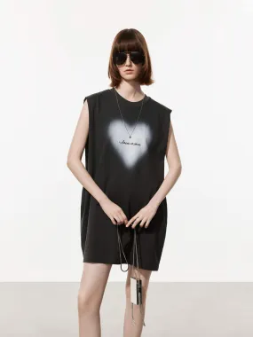 Silk Flow Heart Print T-shirt Dress