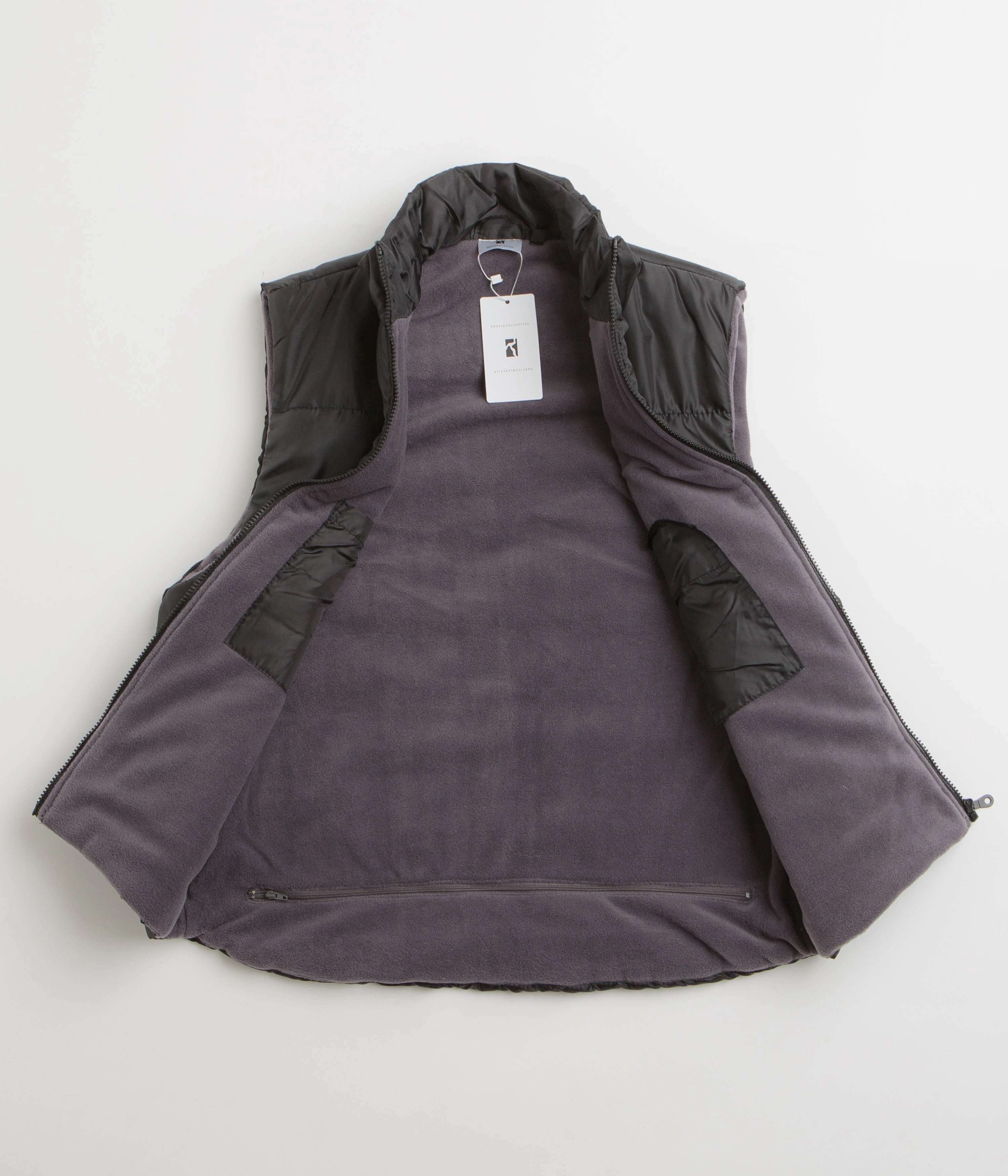 High Collar Structure Layered construction Poetic Collective Puffer Vest - Black