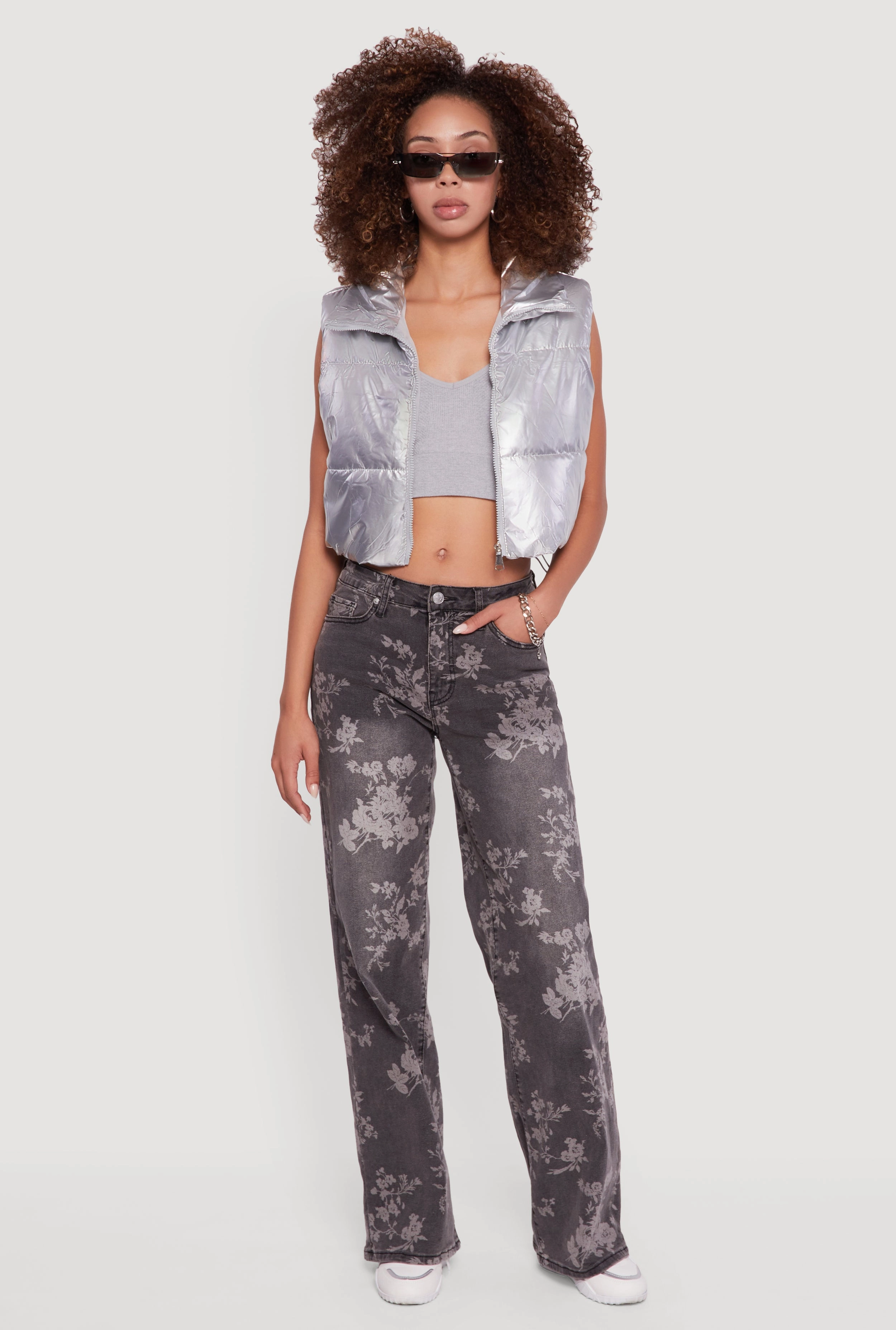 Drawstring Hem Cropped Zip Front Puffer Vest QuickAccessPockets