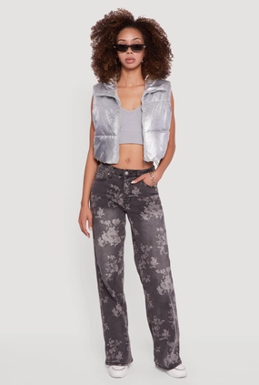 Drawstring Hem Cropped Zip Front Puffer Vest QuickAccessPockets