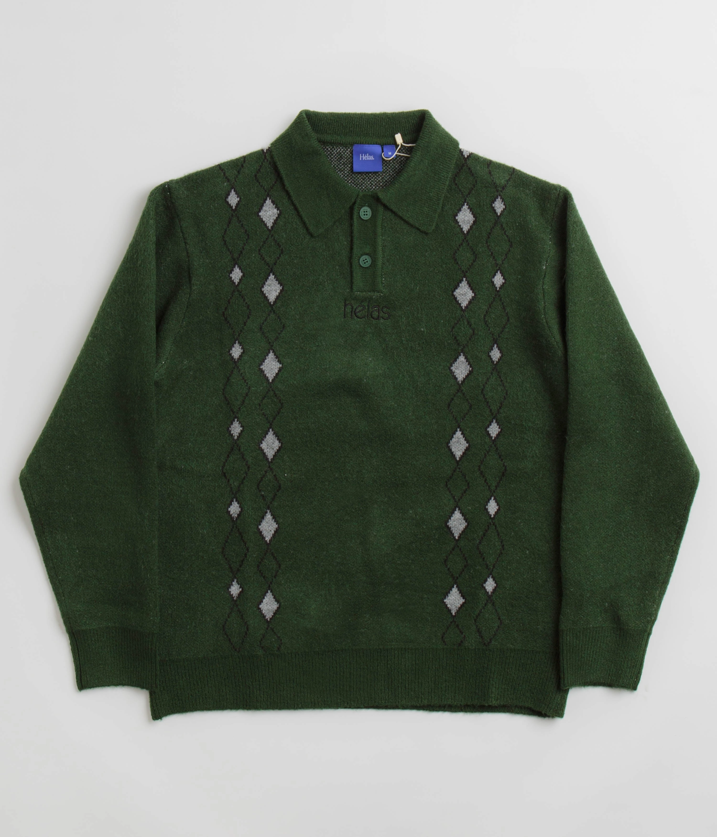 Colorfast Technology Cold Day Fashion Helas Apres-Ski Polo Knit Sweatshirt - Green