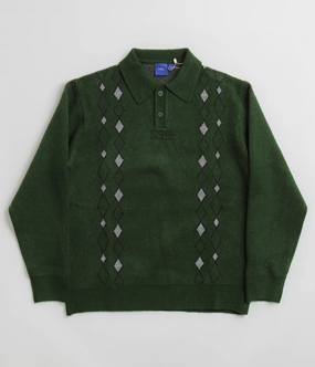 Colorfast Technology Cold Day Fashion Helas Apres-Ski Polo Knit Sweatshirt - Green