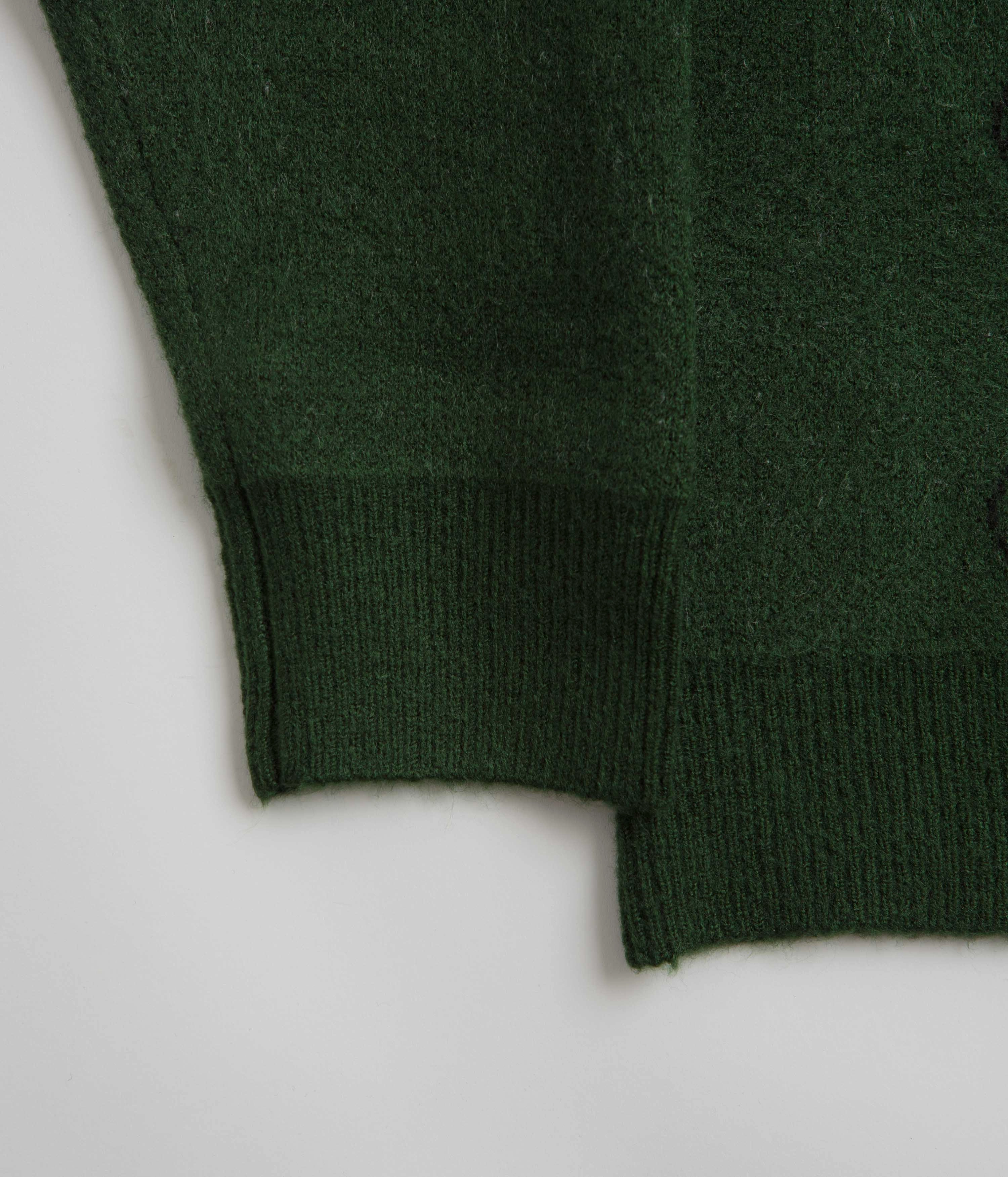 Warm Outfit Yarn Dyed Fabric Helas Apres-Ski Polo Knit Sweatshirt - Green