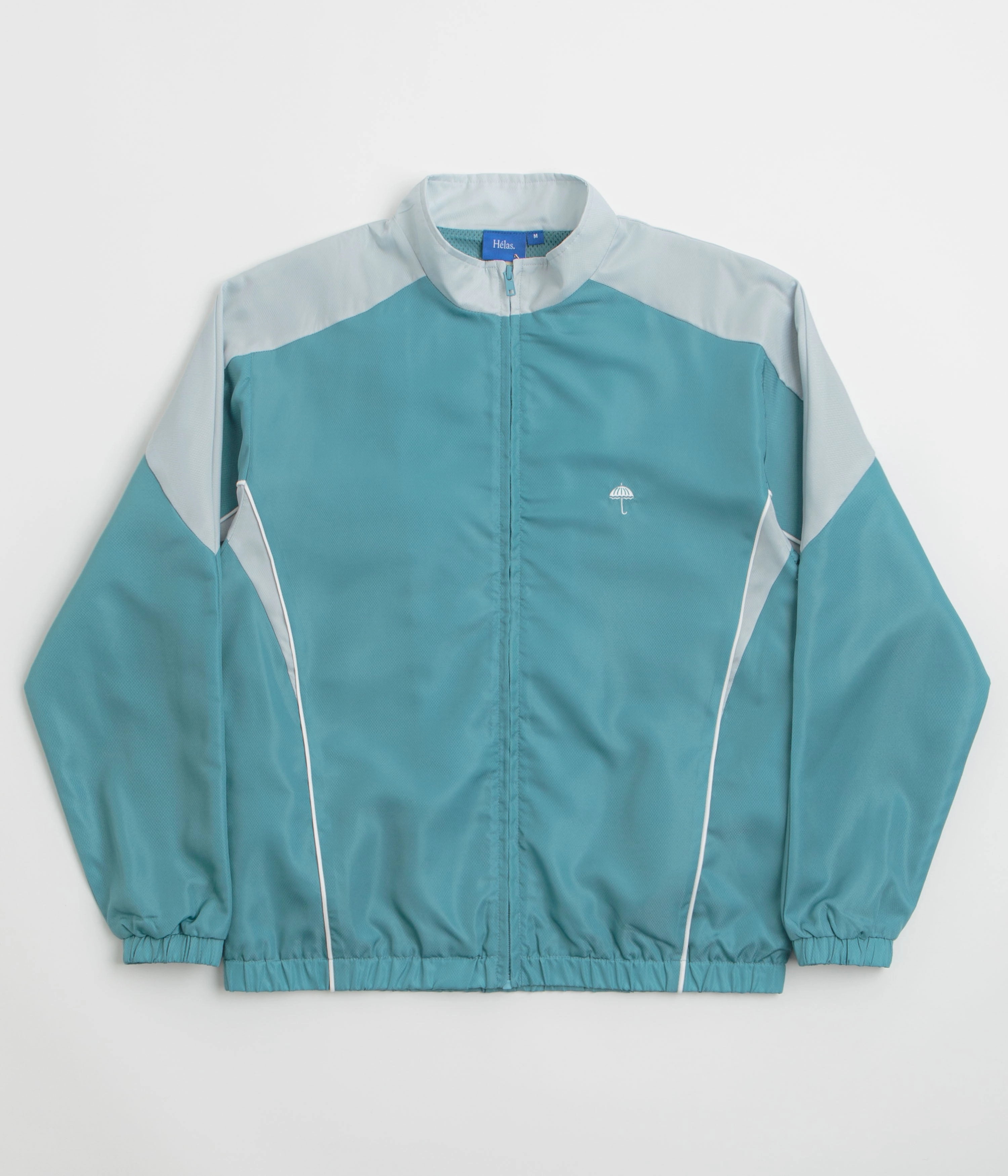Adjustable Hood Elasticized Edging Helas Compete Tracksuit Jacket - Grey / Blue