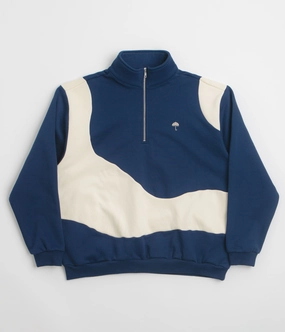 Snuggly Knitwear Winter Fashion Must-Have Helas Forma Quarter Zip Sweatshirt - Navy / Beige