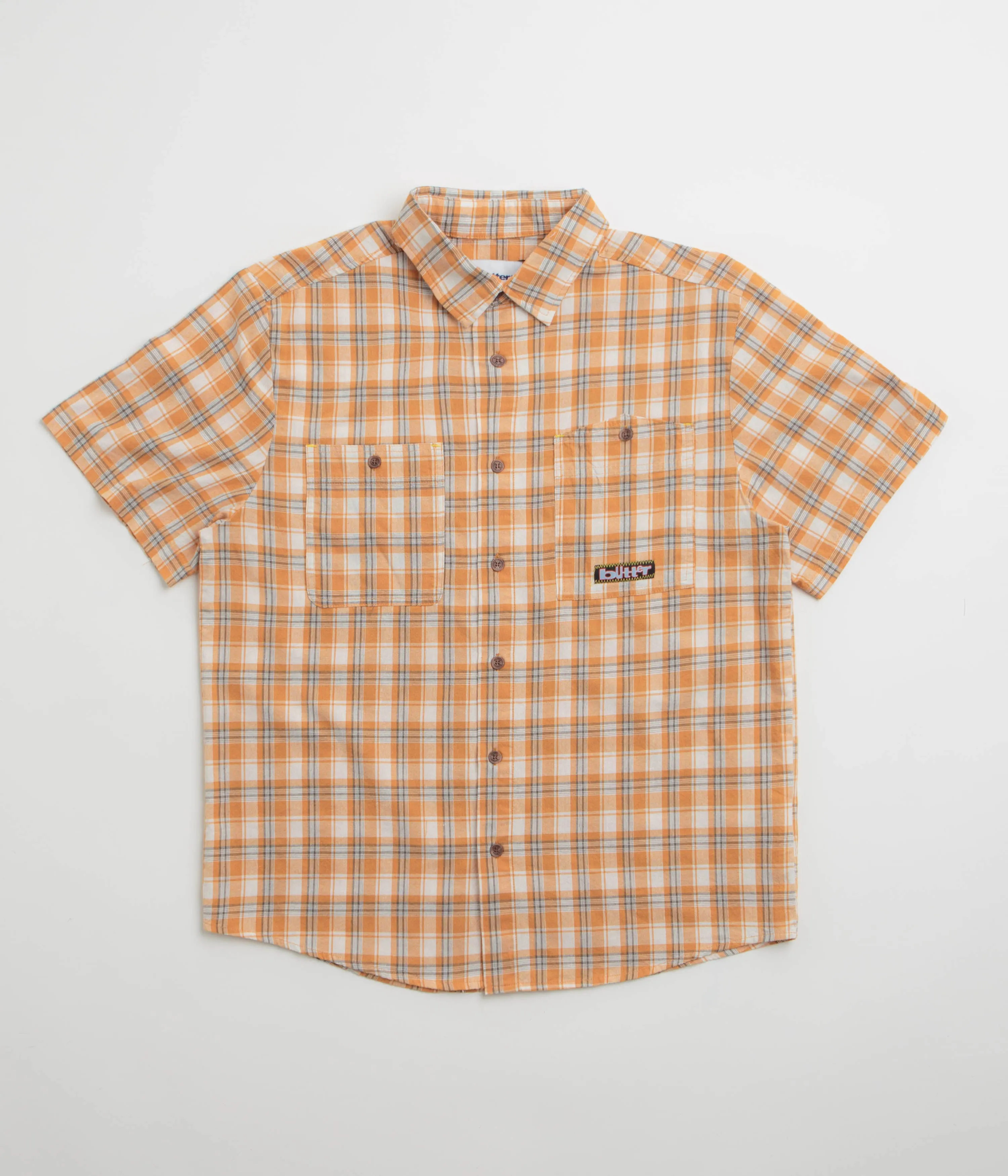 Butter Goods Asymmetrical Short Sleeve Shirt - Mustard Abrasion Resistant Edges Flexible Shoulder Construction