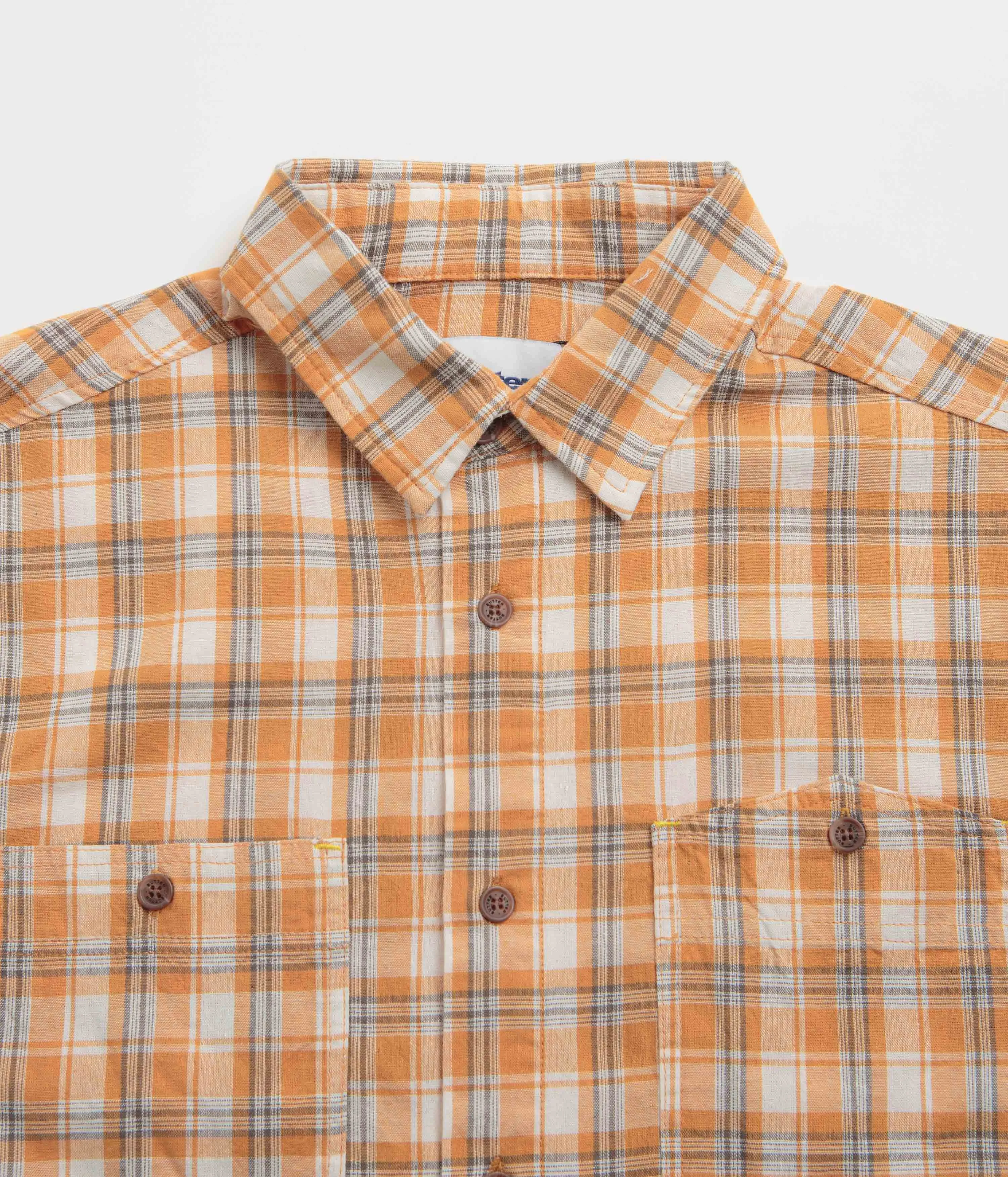 Butter Goods Asymmetrical Short Sleeve Shirt - Mustard UV Protective Fabric