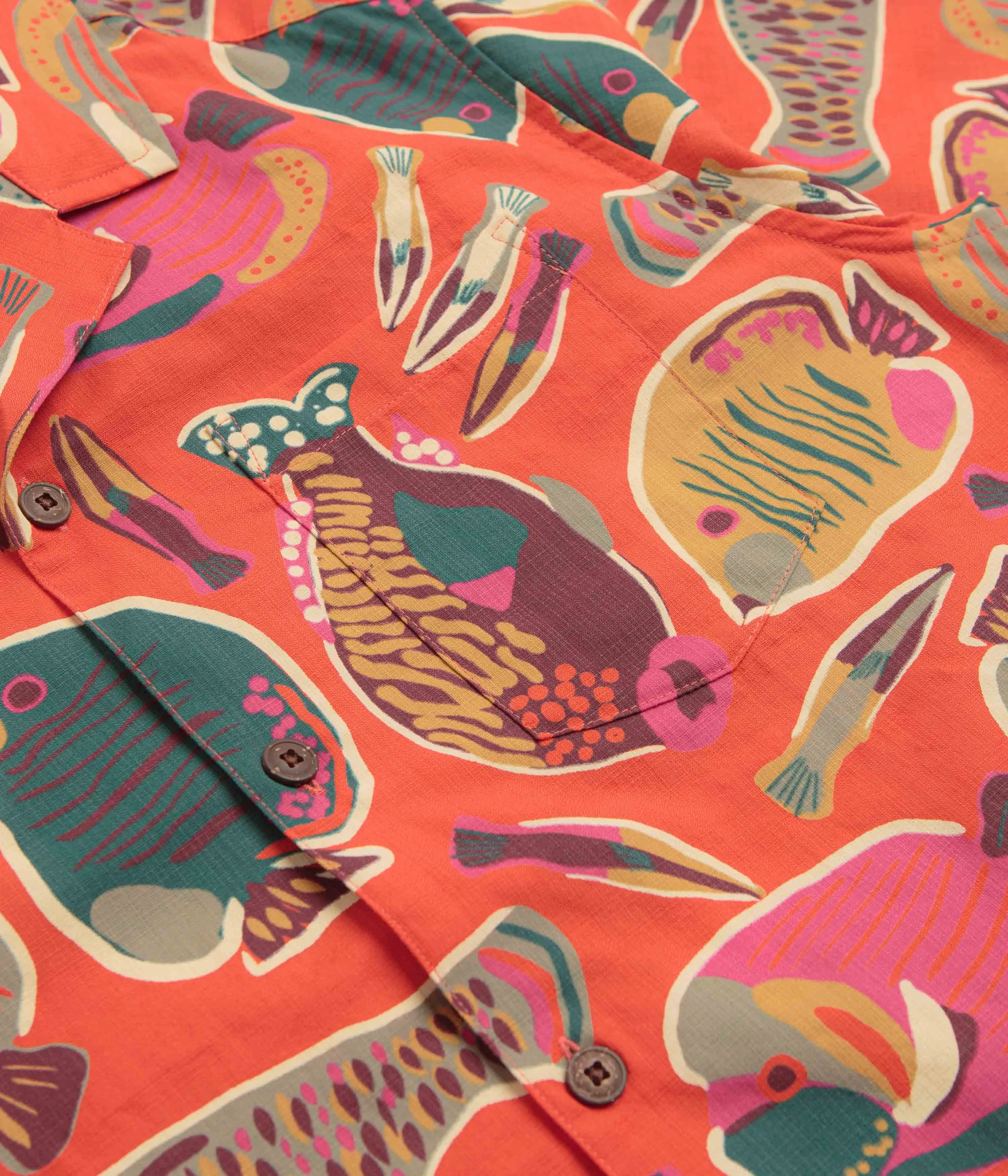 Eco-friendly Patagonia Tidal Threads Camp Shirt - Wrasse: Pollinator Orange
