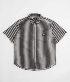 Stan Ray Short Sleeve Flannel Shirt - Charcoal Stripe Double Stitched Seams