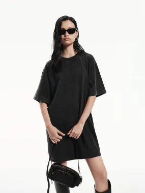 Rhinestone Detail Tee Dress Cozy Tones