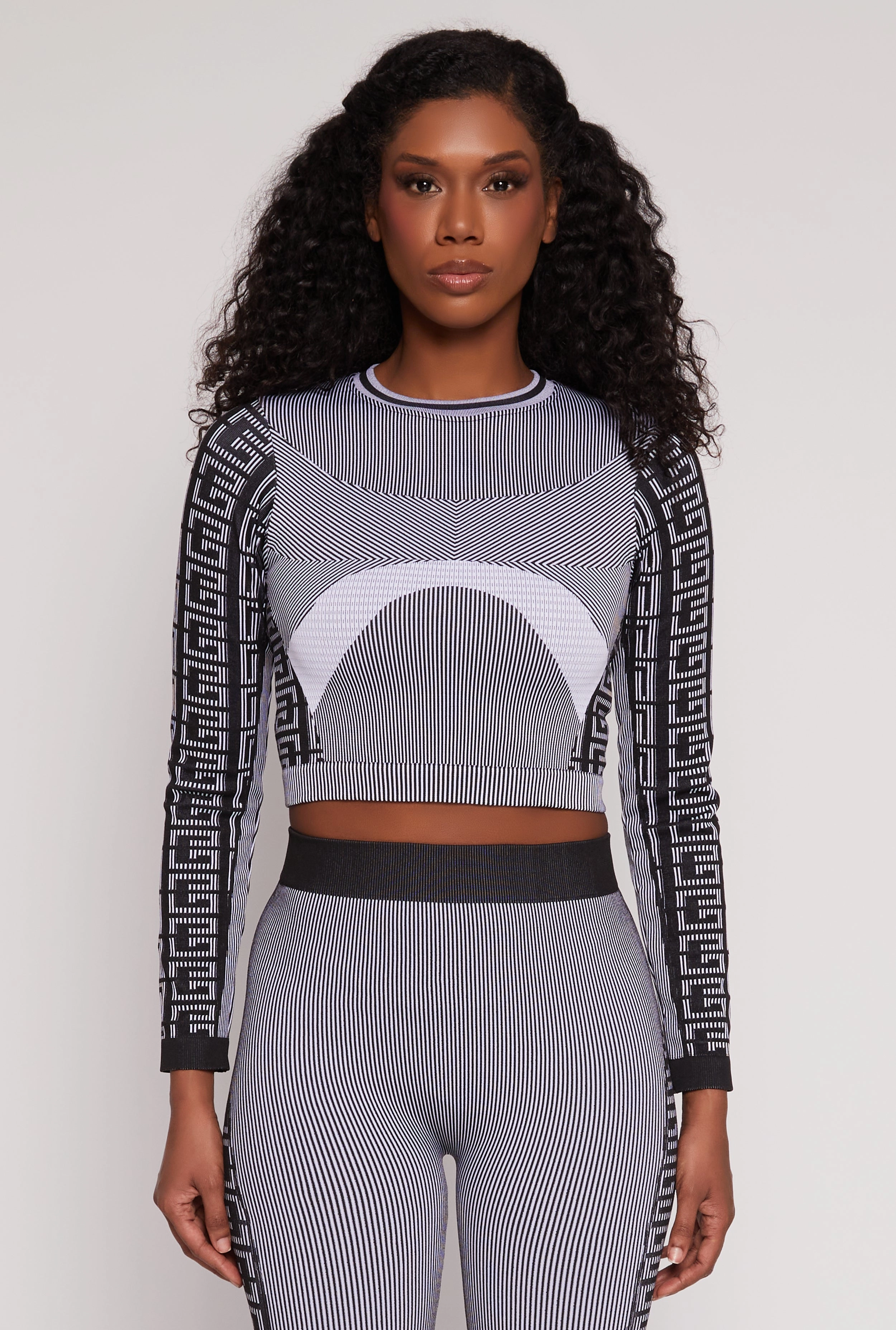 Seamless Greek Key Active Crop Top Makeup Stylish
