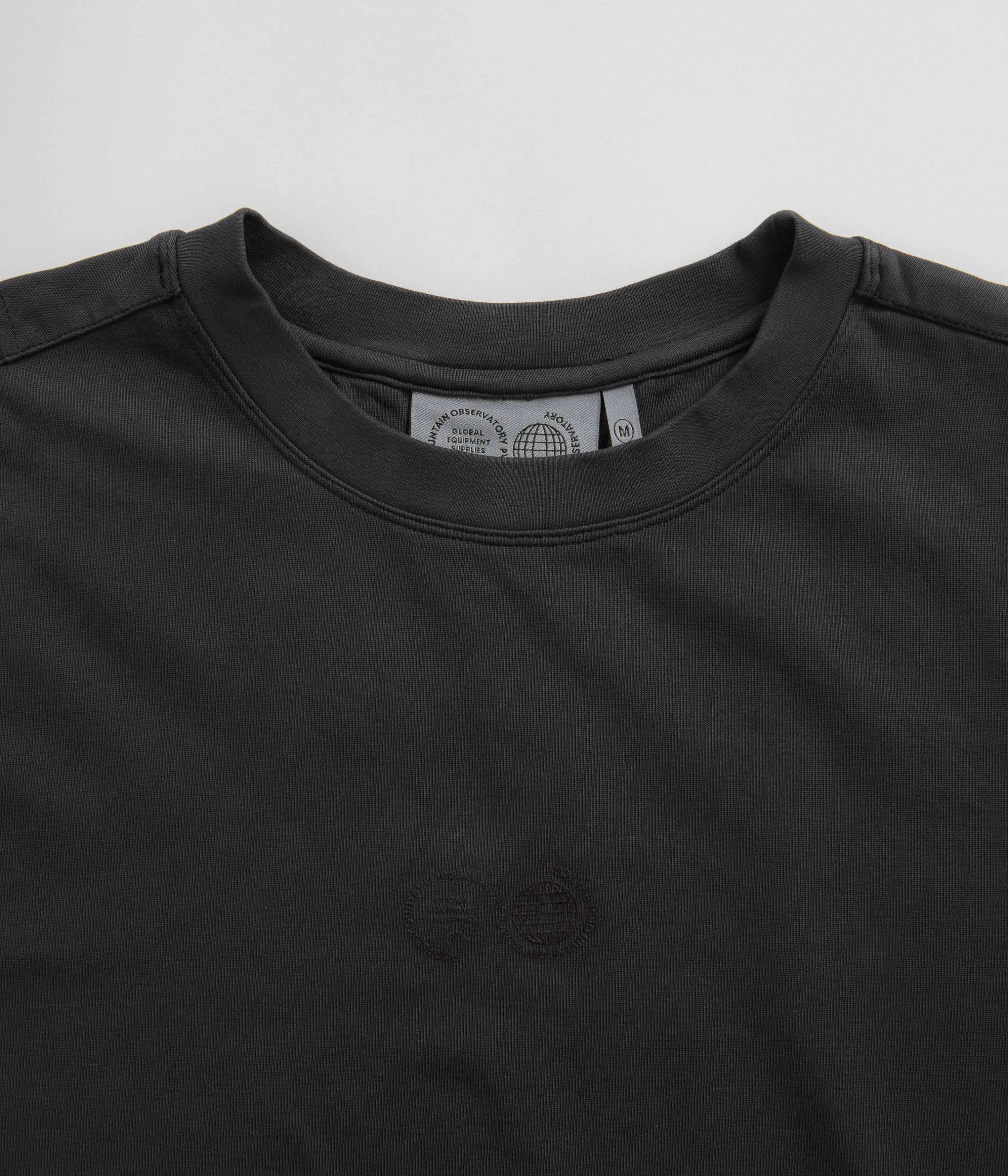 Casual Layer Look Layered Sleeve Purple Mountain Observatory Garment Dyed T-Shirt - Black