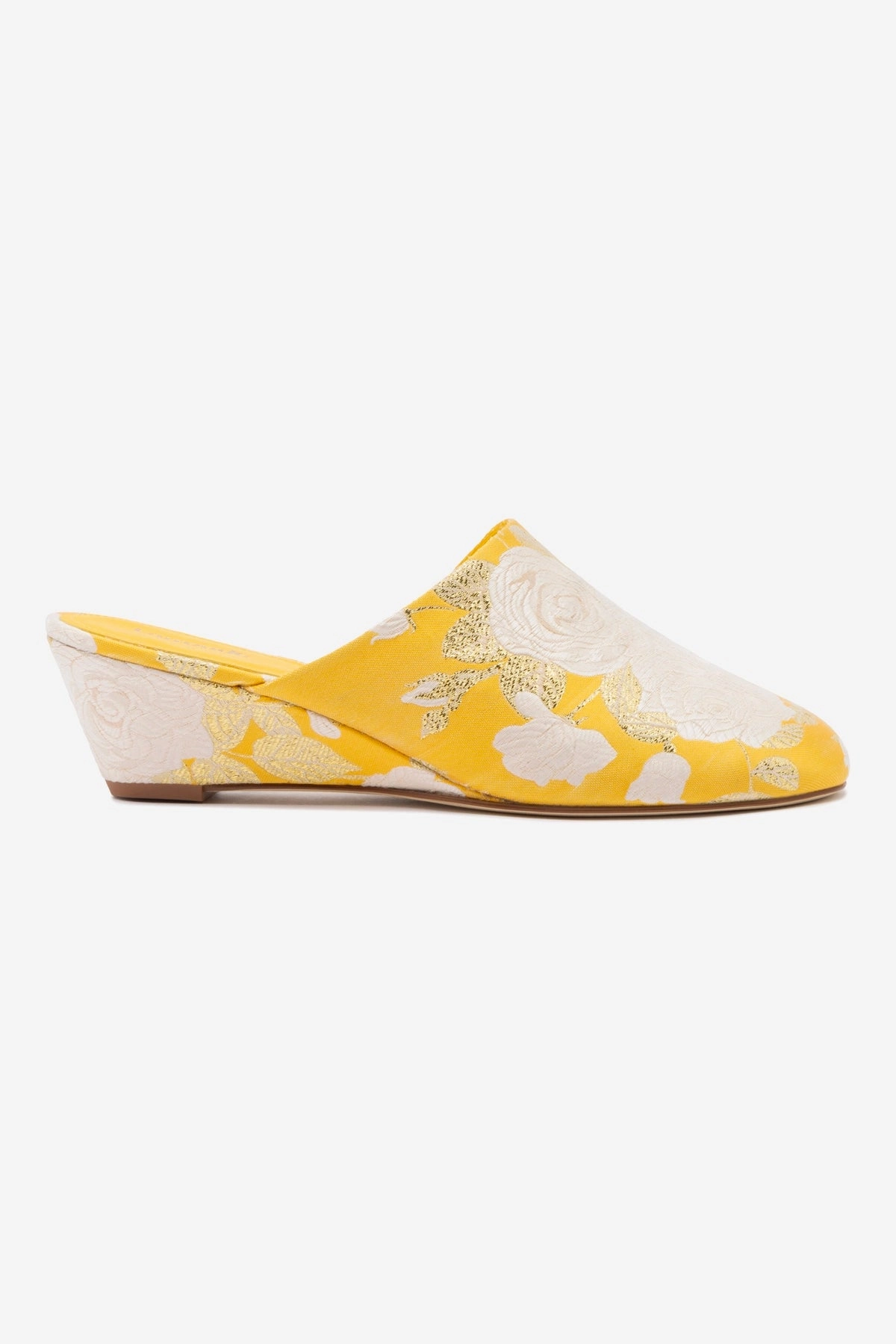 Larroud?? x Markarian Venice Wedge In Yellow Floral Brocade Closed Cell Foam