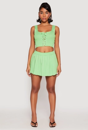 Smart Casual High Waist Pleated Mini Skirt