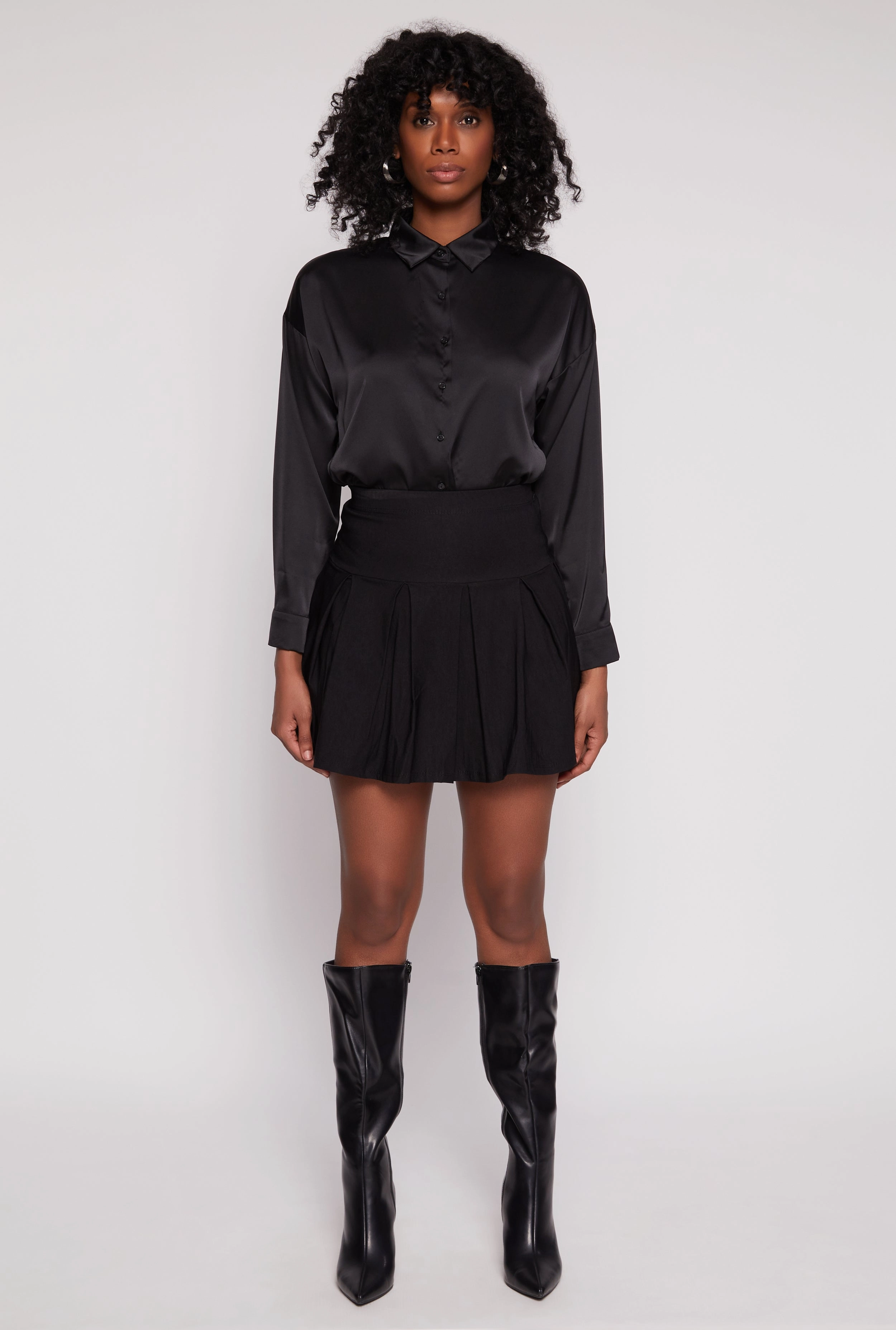 Soft Combo Non see through High Waisted Pleated Mini Skirt