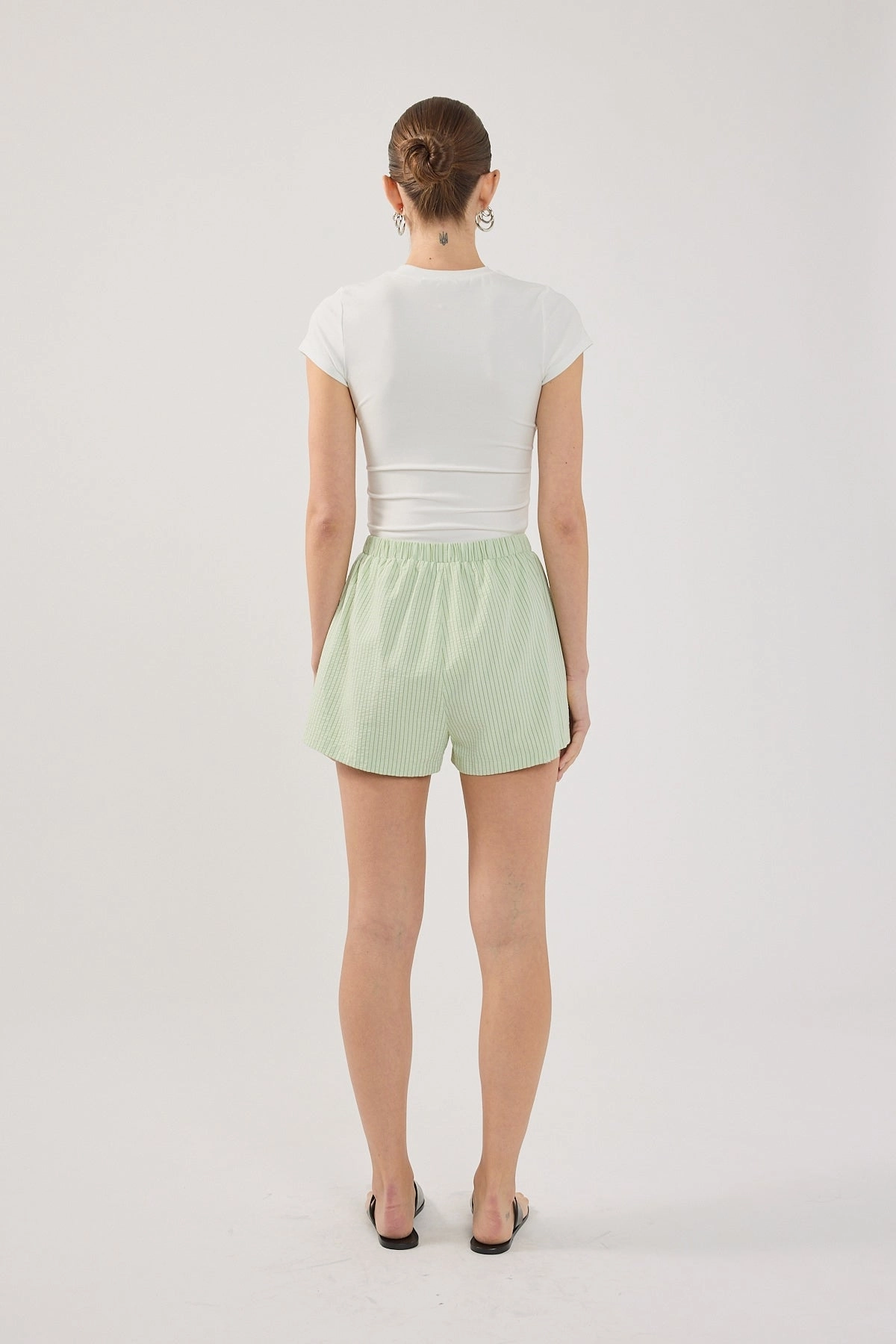 Fitted Design Perfect Stranger Halsey Striped Shorts Green Stripe
