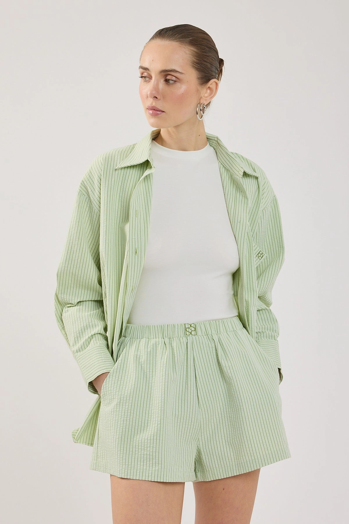 Perfect Stranger Halsey Striped Shorts Green Stripe neon colors Luxury Brand