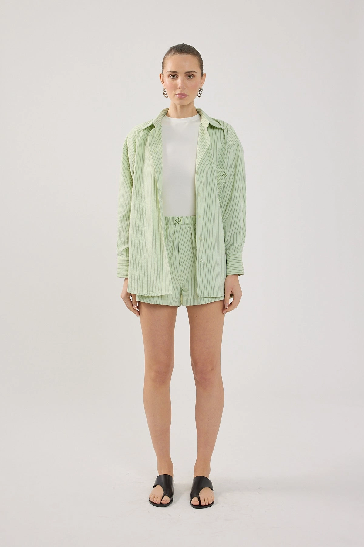 Perfect Stranger Halsey Striped Shorts Green Stripe soccer uniform Minimal Style