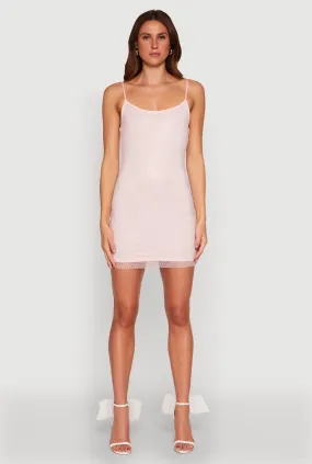 Haute Monde Fishnet Lined Rhinestone Mini Dress Panelled-Design Classic Motion