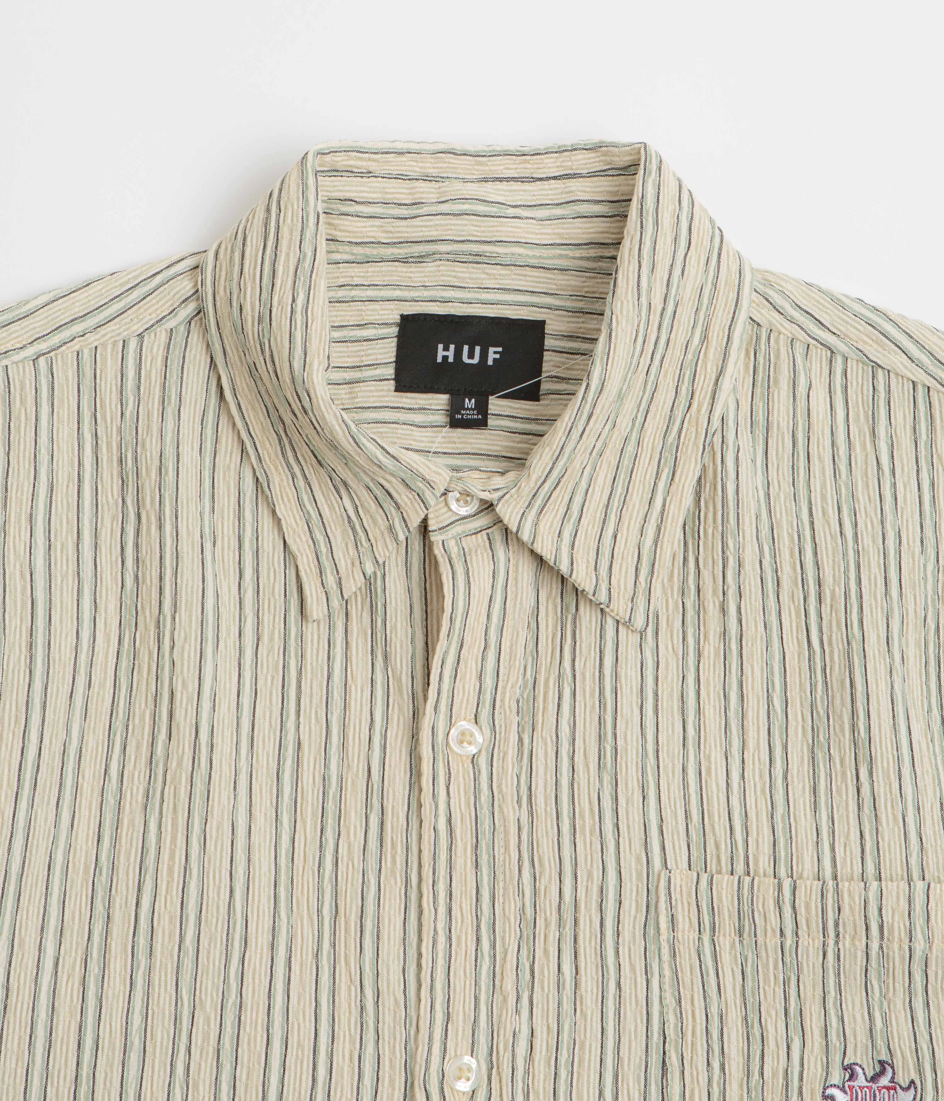 Checkered Look HUF Apollo Striped Short Sleeve Shirt - Natural