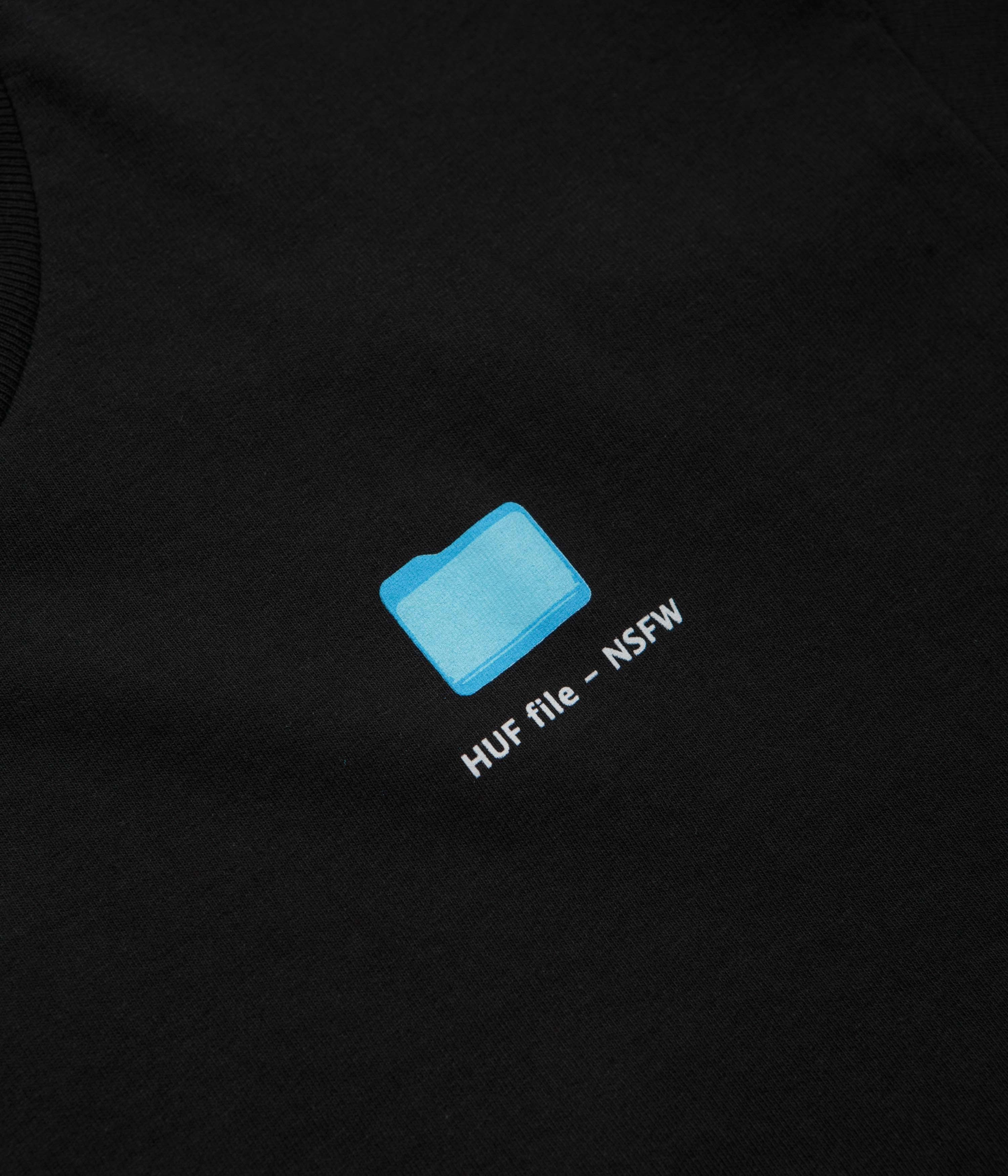 HUF Desktop T-Shirt - Black Foam Print Detail Travel Outfit