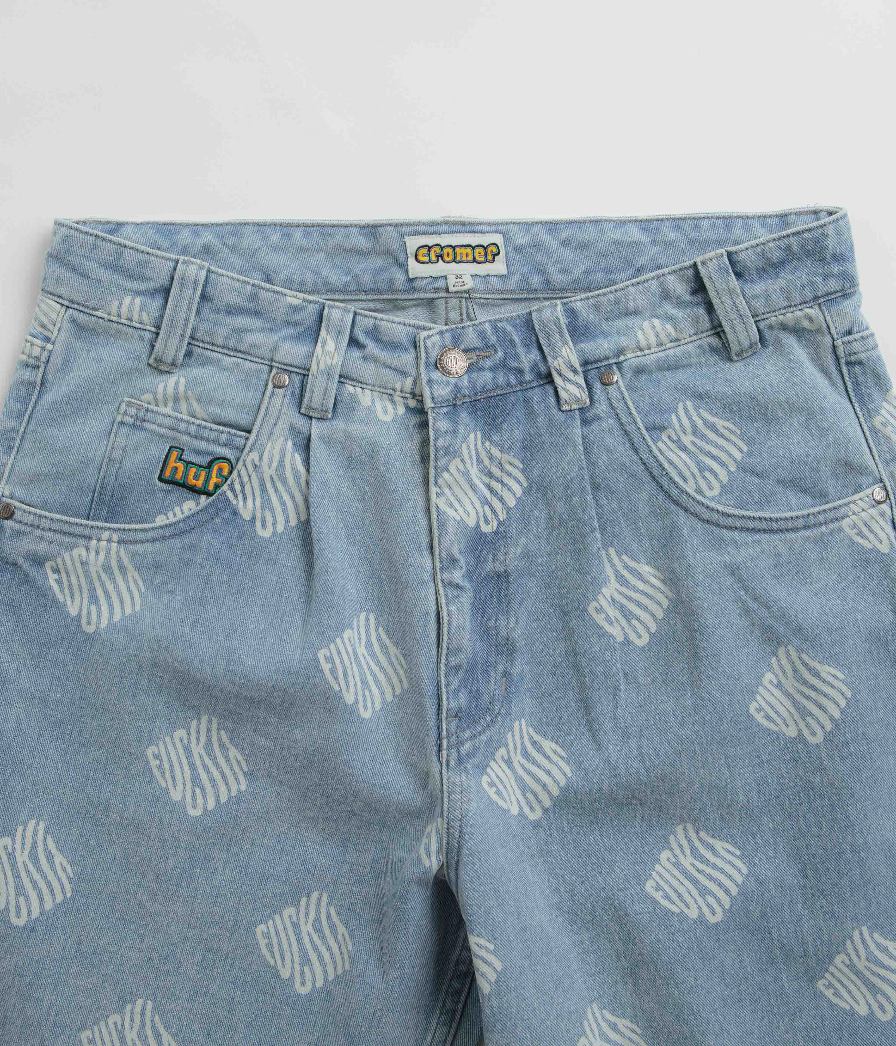 HUF Fuck It Cromer Shorts - Blue Relaxed Fit Beachwear