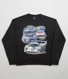 Winter Style Cozy And Warm HUF Greddy Showcase Crewneck Sweatshirt - Black